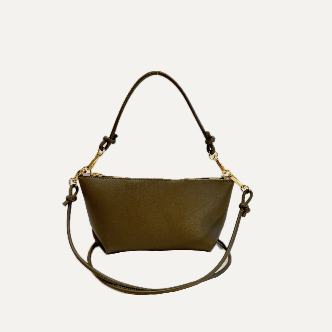 THE MINI MARINA BAG PLUS - Bolso en piel vacuno color MUSGO con BANDOLERA