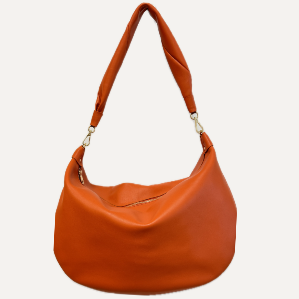 THE MAXI GONDOLA BAG - Bolso en piel vacuno color NARANJA