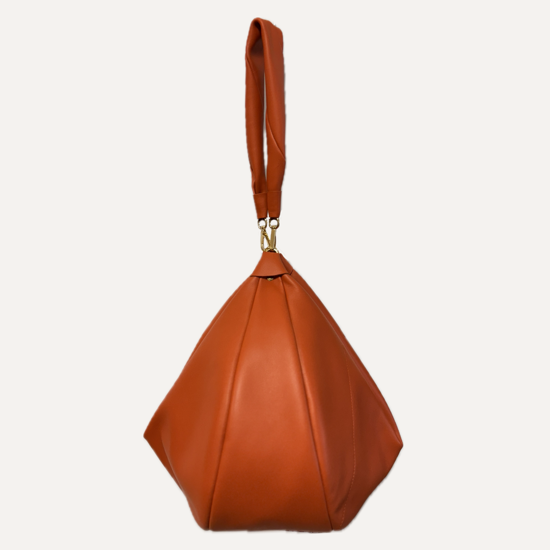 THE MAXI GONDOLA BAG - Bolso en piel vacuno color NARANJA