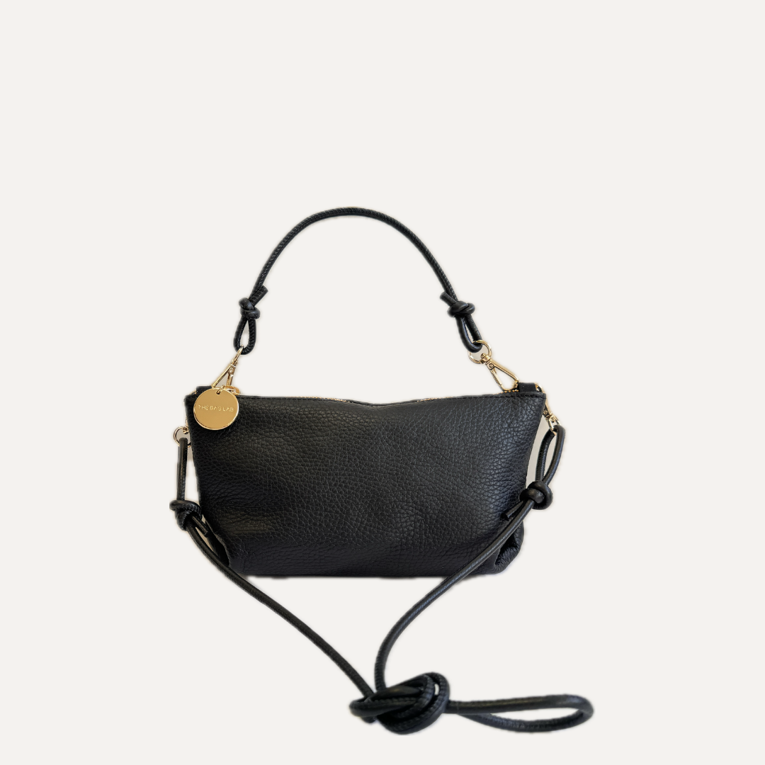 THE MINI MARINA BAG PLUS - Bolso en piel vacuno color NEGRO con BANDOLERA