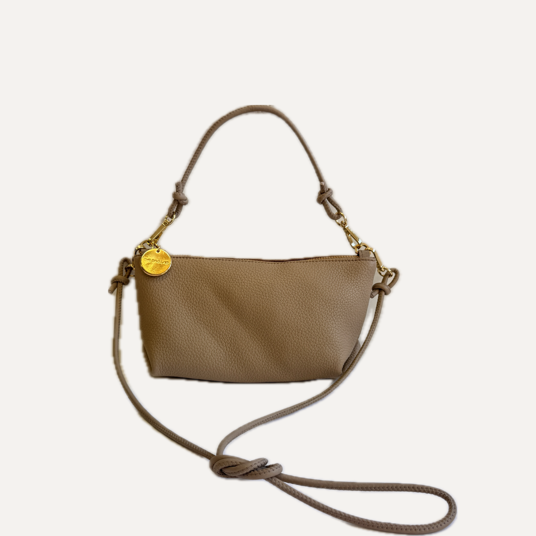 THE MINI MARINA BAG PLUS - Bolso en piel vacuno color TAUPE con BANDOLERA