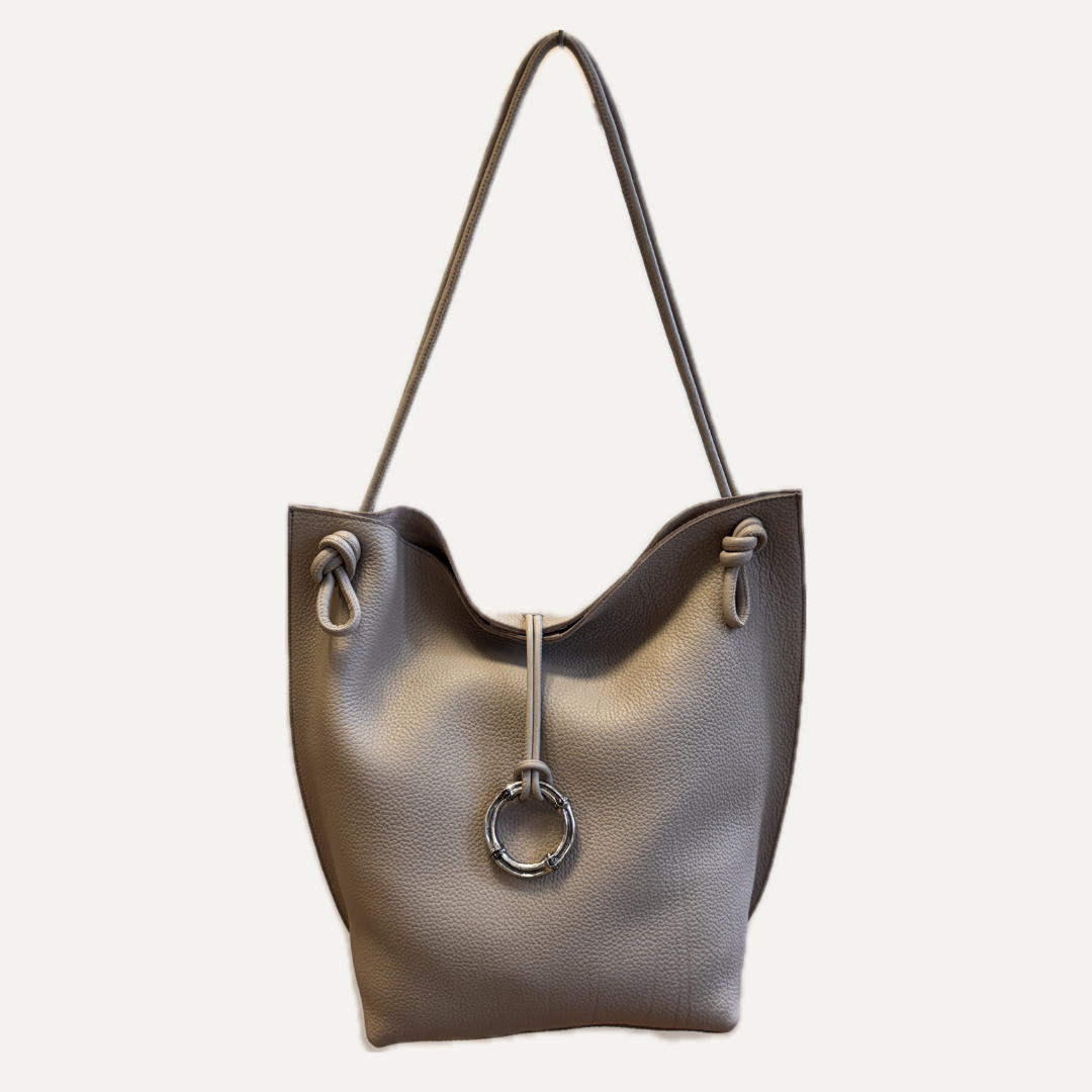 THE ELENA BAG - Bolso en piel vacuno color TAUPE