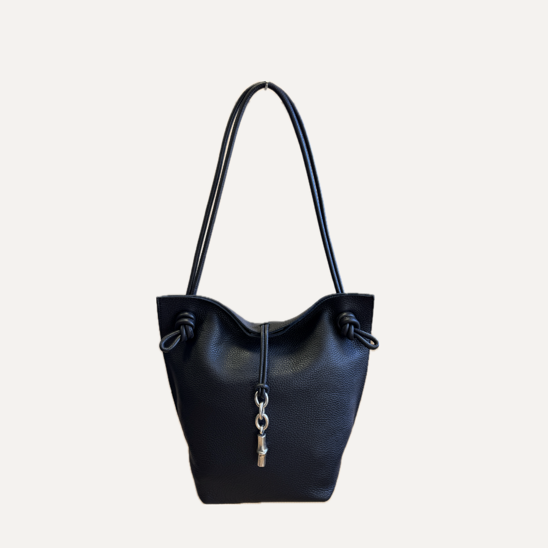 THE NEREA BAG - Bolso en piel vacuno color NEGRO