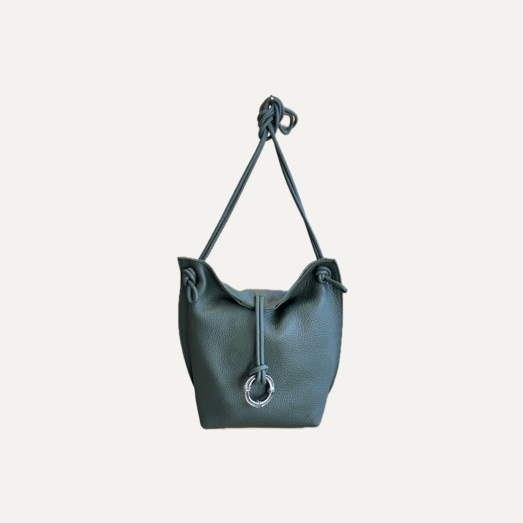 THE MINI NEREA BAG - Bolso en piel vacuno color FOREST