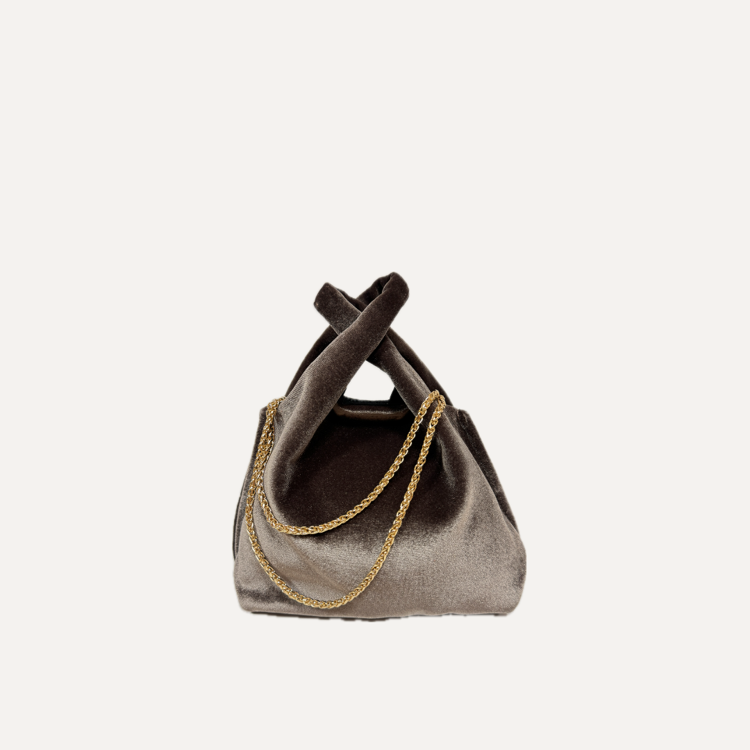 THE BABY JULIA BAG VELVET - Bolso en TERCIOPELO color TAUPE