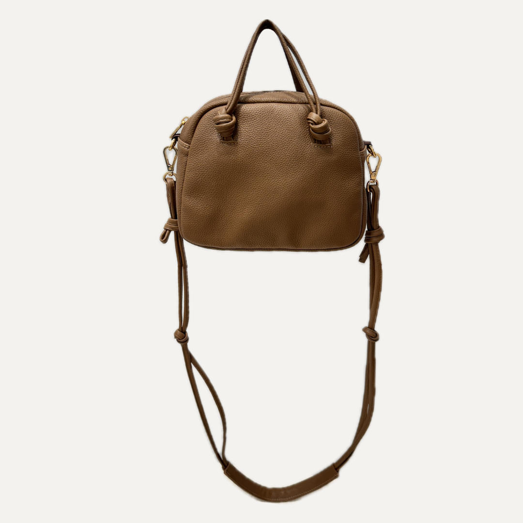 THE MINI BOWLING BAG - Bolso en piel vacuno color MARRÓN con bandolera