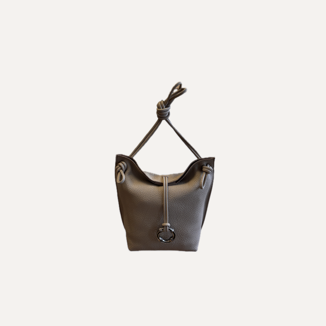THE MINI NEREA BAG - Bolso en piel vacuno color TAUPE