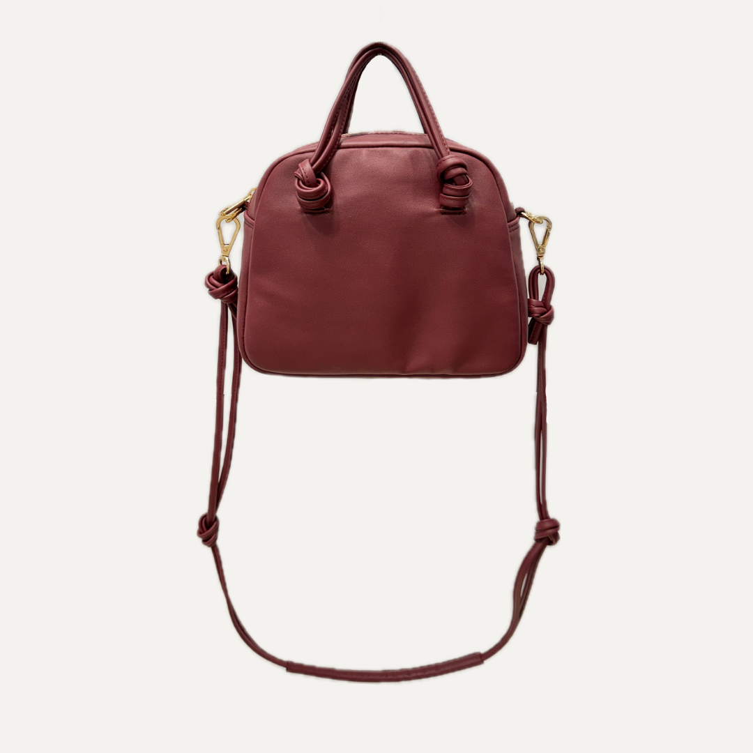 THE MINI BOWLING BAG - Bolso en piel vacuno color BURDEOS con bandolera