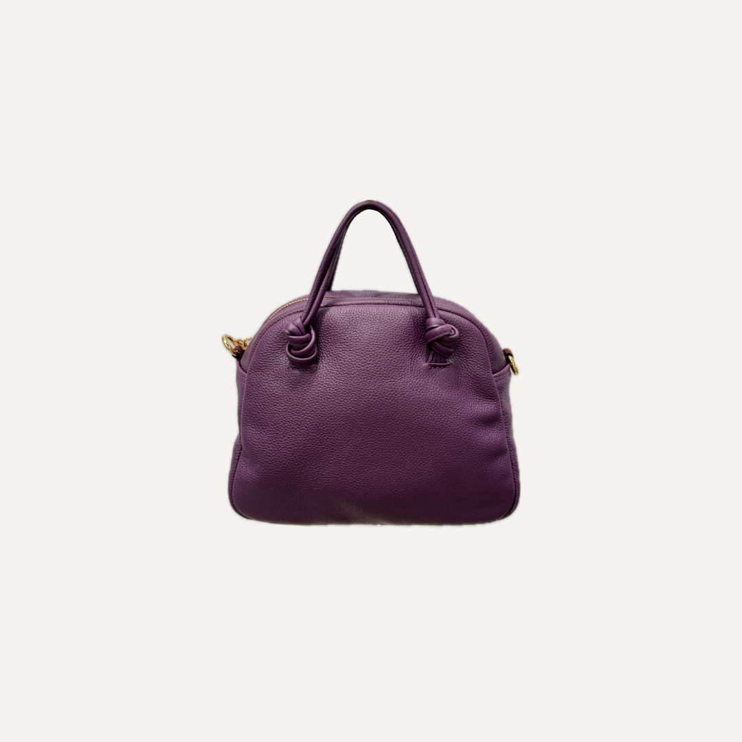 THE MINI BOWLING BAG - Bolso en piel vacuno color MORADO