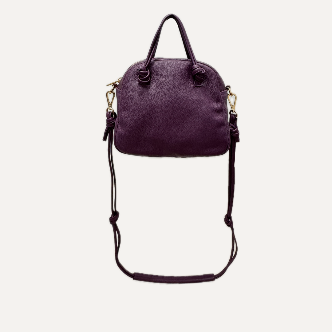 THE MINI BOWLING BAG - Bolso en piel vacuno color MORADO con bandolera