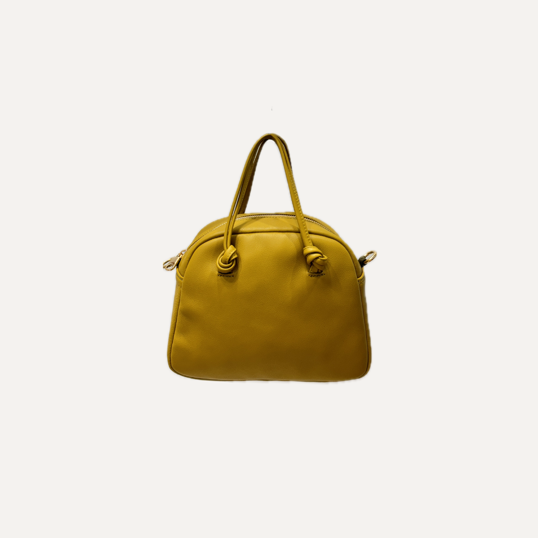 THE MINI BOWLING BAG - Bolso en piel vacuno color OLIVA