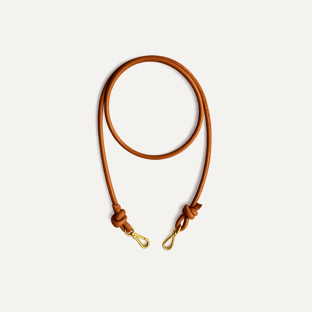 BANDOLERA GRUESA REGULABLE en piel vacuno color CAMEL