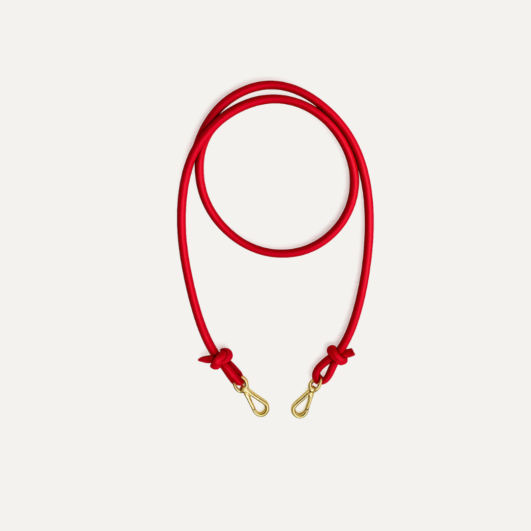 BANDOLERA GRUESA REGULABLE en piel vacuno color ROJO