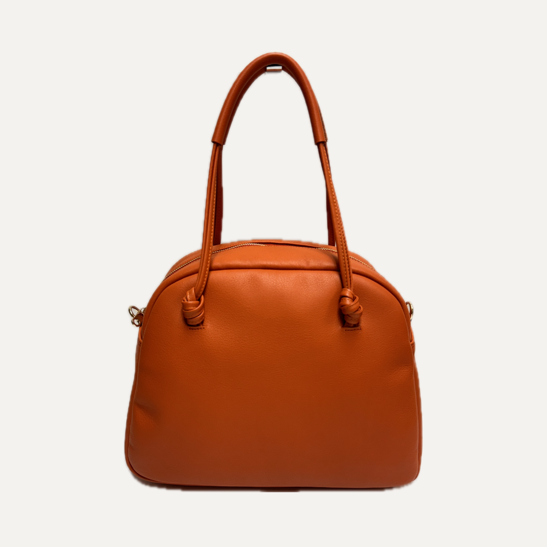 THE BOWLING BAG - Bolso en piel vacuno color NARANJA