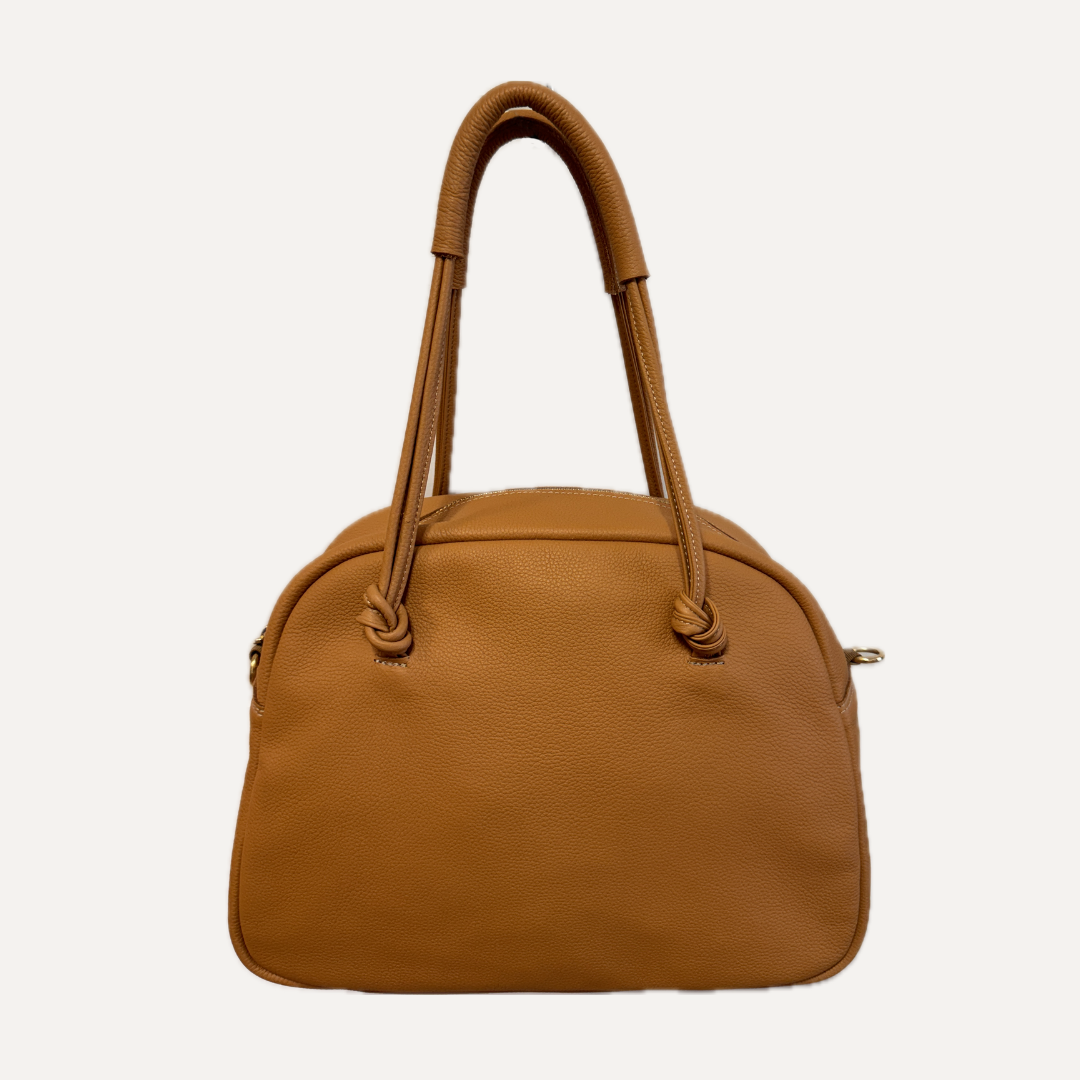 THE BOWLING BAG - Bolso en piel vacuno color CARAMELO