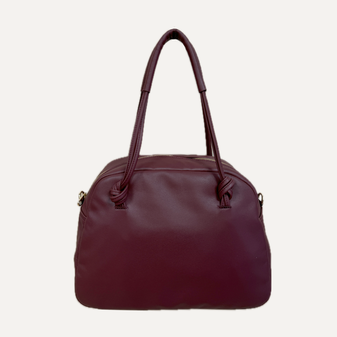 THE BOWLING BAG - Bolso en piel vacuno color BURDEOS