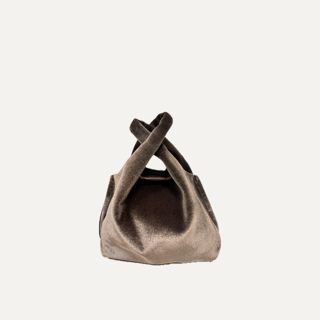 THE BABY JULIA BAG VELVET - Bolso en TERCIOPELO color TAUPE