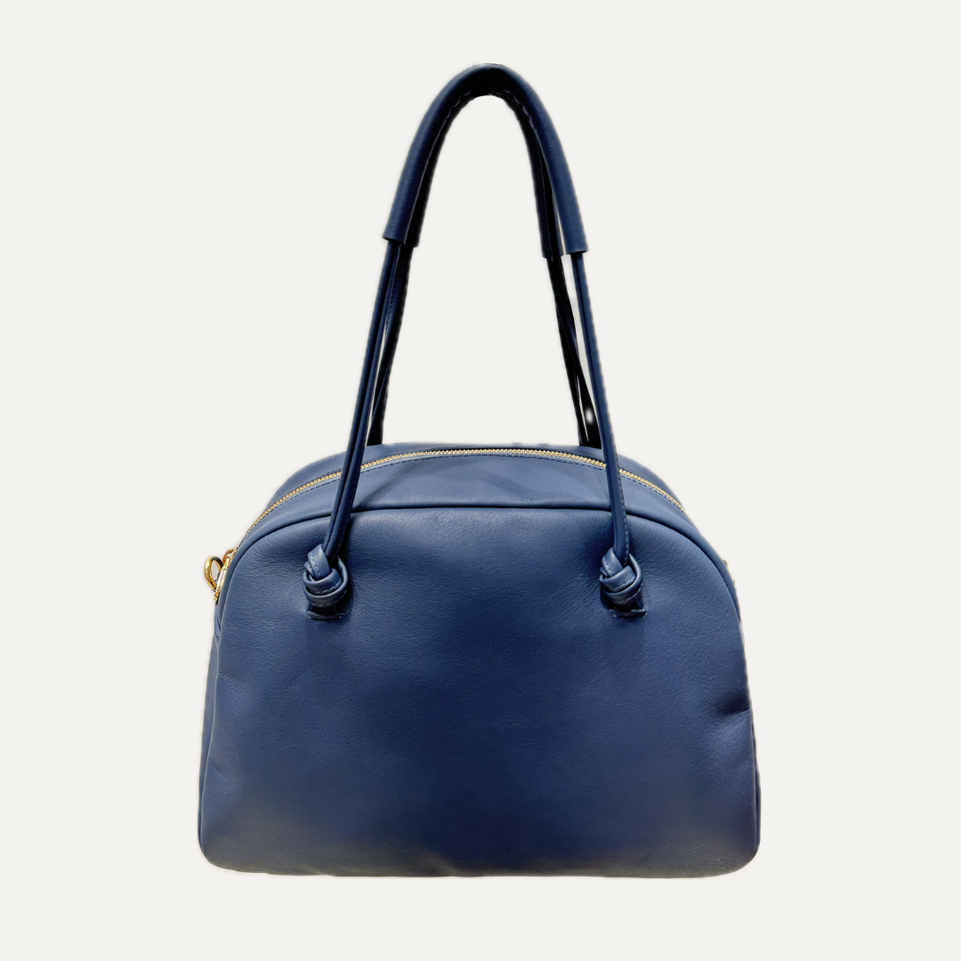 THE BOWLING BAG - Bolso en piel vacuno color AZUL