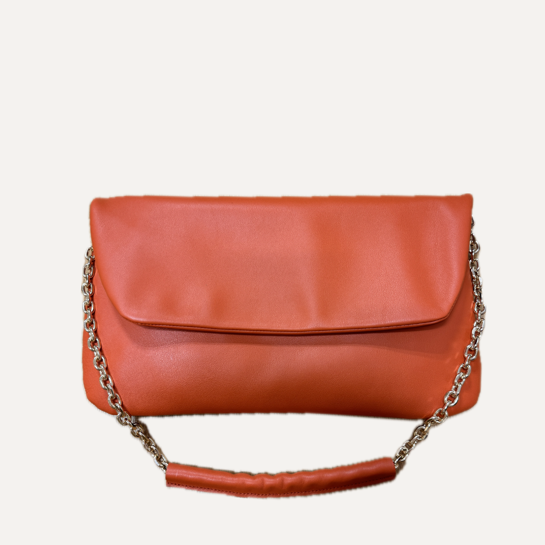 THE BIG CLUTCH PLUS - Bolso en piel vacuno color NARANJA