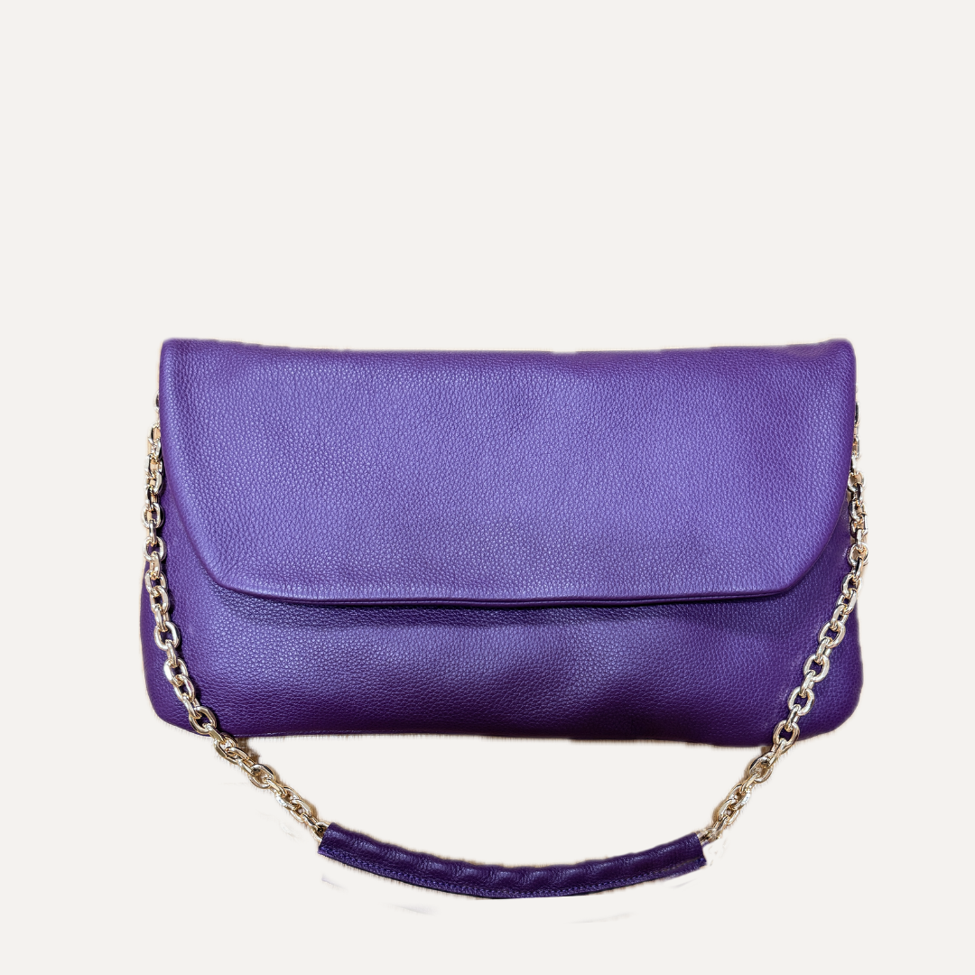 THE BIG CLUTCH PLUS - Bolso en piel vacuno color MORADO