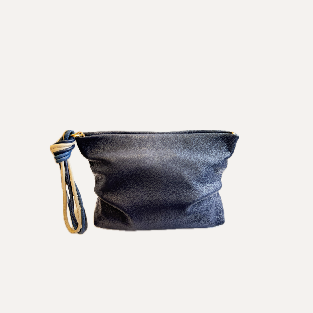 THE PAULA CLUTCH - Bolso de mano en piel vacuno color MARINO