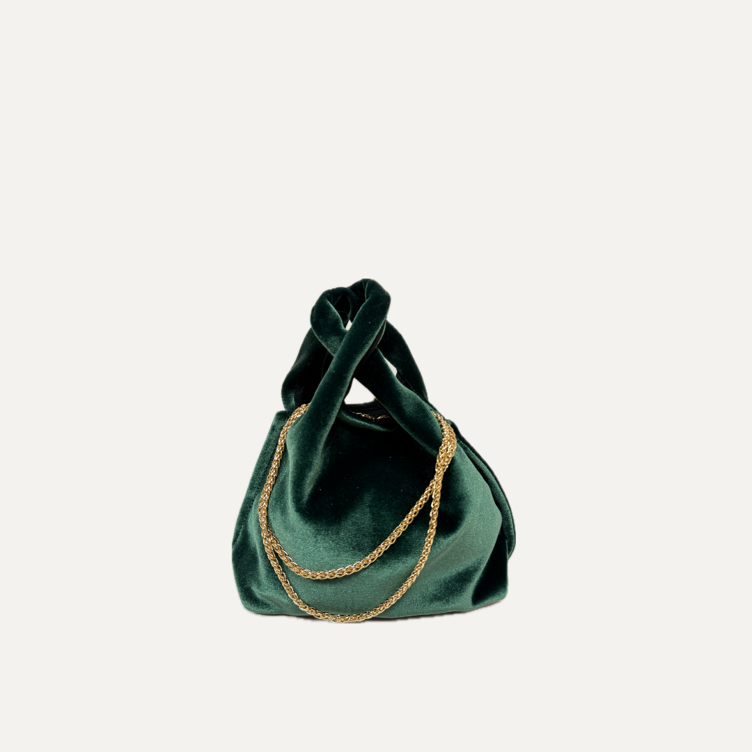 THE BABY JULIA BAG VELVET - Bolso en TERCIOPELO color VERDE