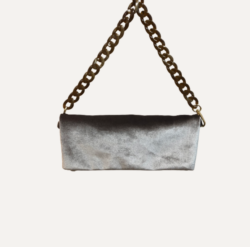 THE SARA BAG NEW VELVET - Bolso en terciopelo color TAUPE