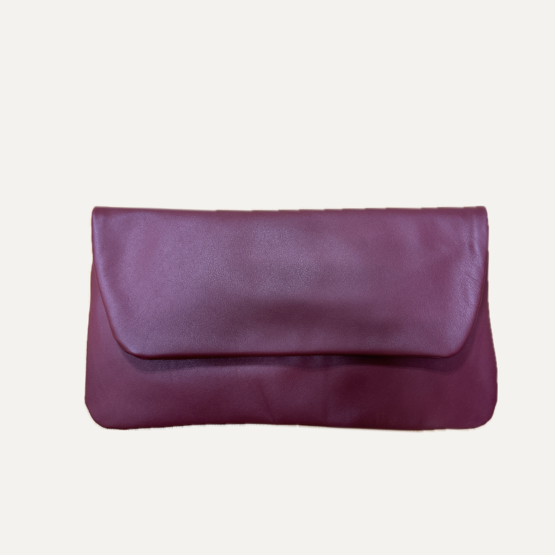 THE BIG CLUTCH - Bolso en piel vacuno color BURDEOS