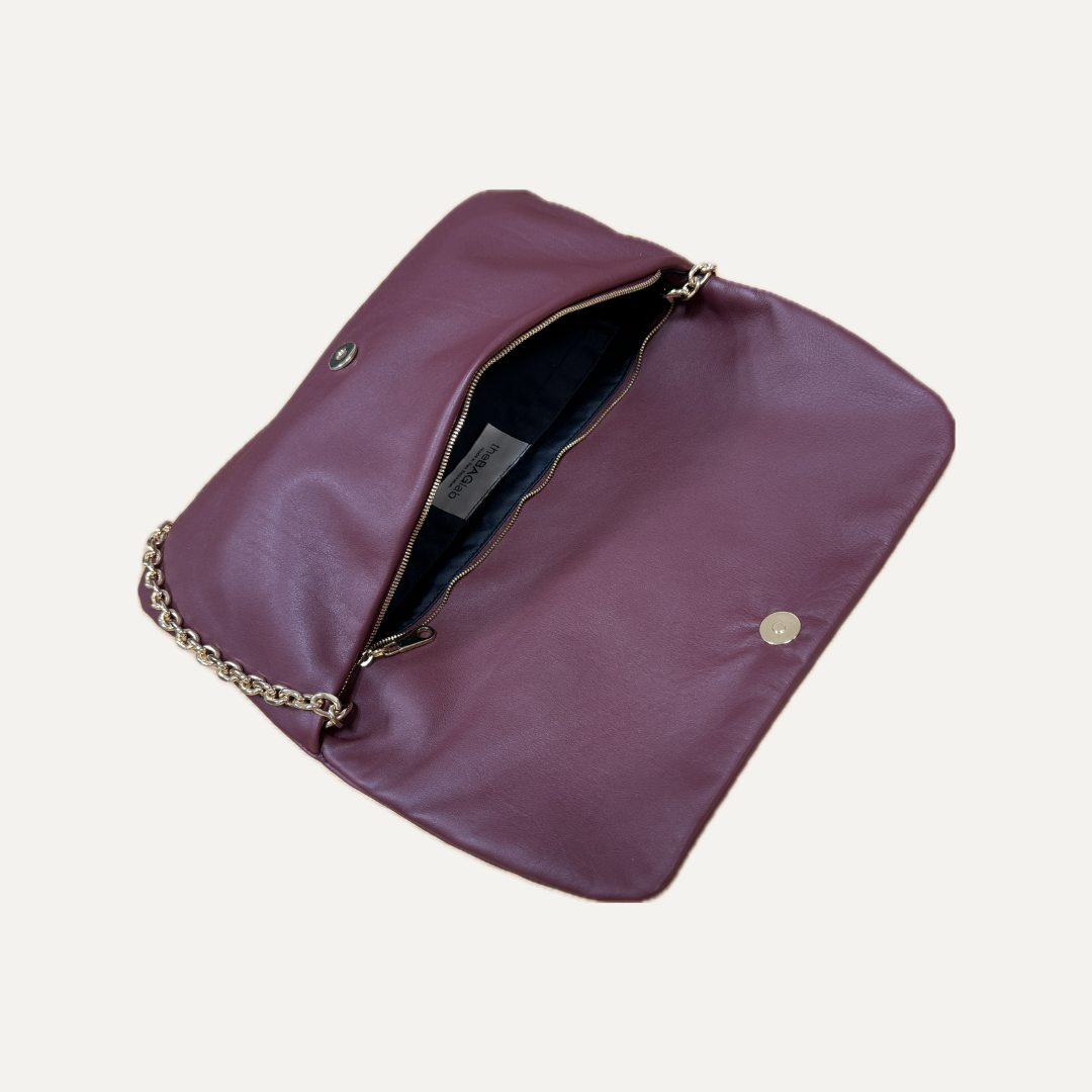 THE BIG CLUTCH PLUS - Bolso en piel vacuno color BURDEOS