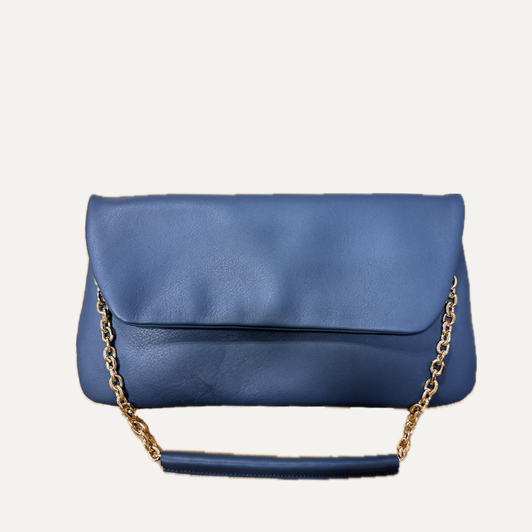 THE BIG CLUTCH PLUS - Bolso en piel vacuno color AZUL