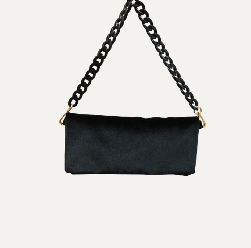 THE SARA BAG NEW VELVET - Bolso en terciopelo color NEGRO