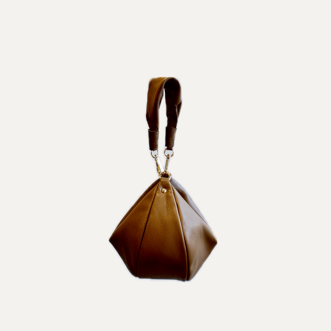 THE BABY GONDOLA BAG - Bolso en piel vacuno color MOKA
