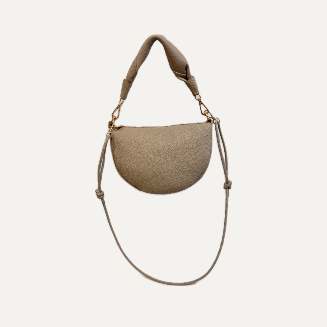 THE BABY GONDOLA BAG - Bolso en piel vacuno color TAUPE con BANDOLERA