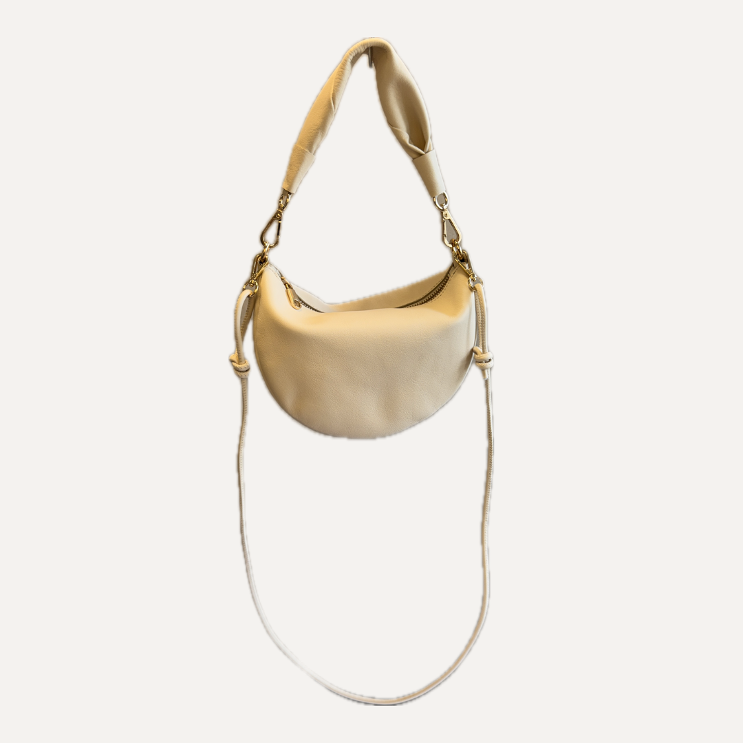 THE BABY GONDOLA BAG - Bolso en piel vacuno color NATA con BANDOLERA