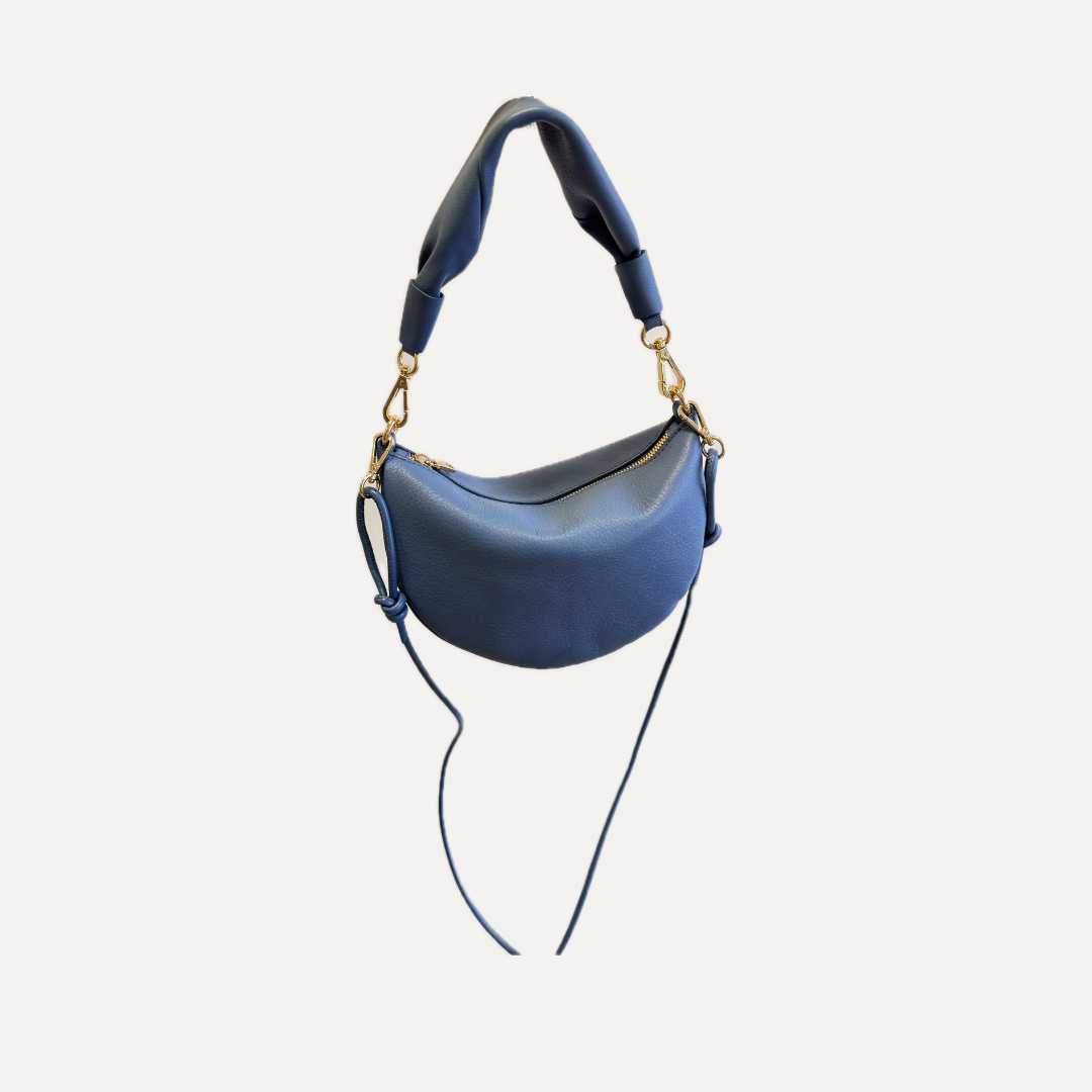 THE BABY GONDOLA BAG - Bolso en piel vacuno color AZUL con BANDOLERA