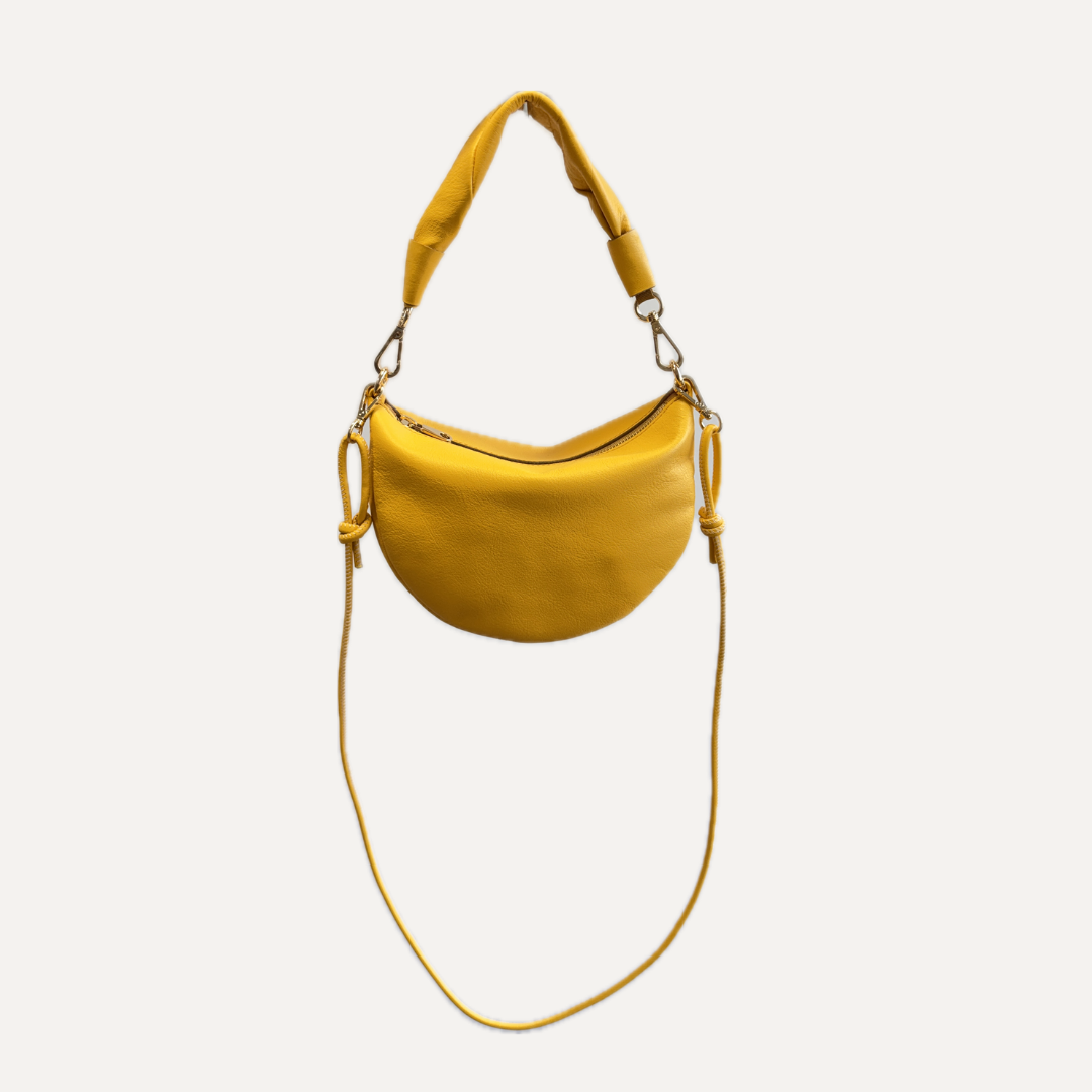 THE BABY GONDOLA BAG - Bolso en piel vacuno color AMARILLO con BANDOLERA