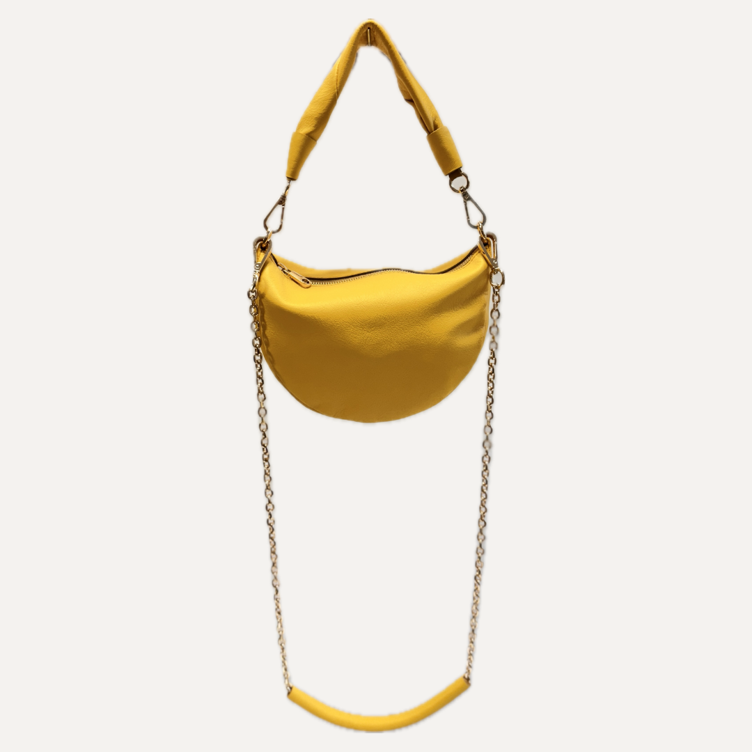 THE BABY GONDOLA BAG - Bolso en piel vacuno color AMARILLO con CADENA