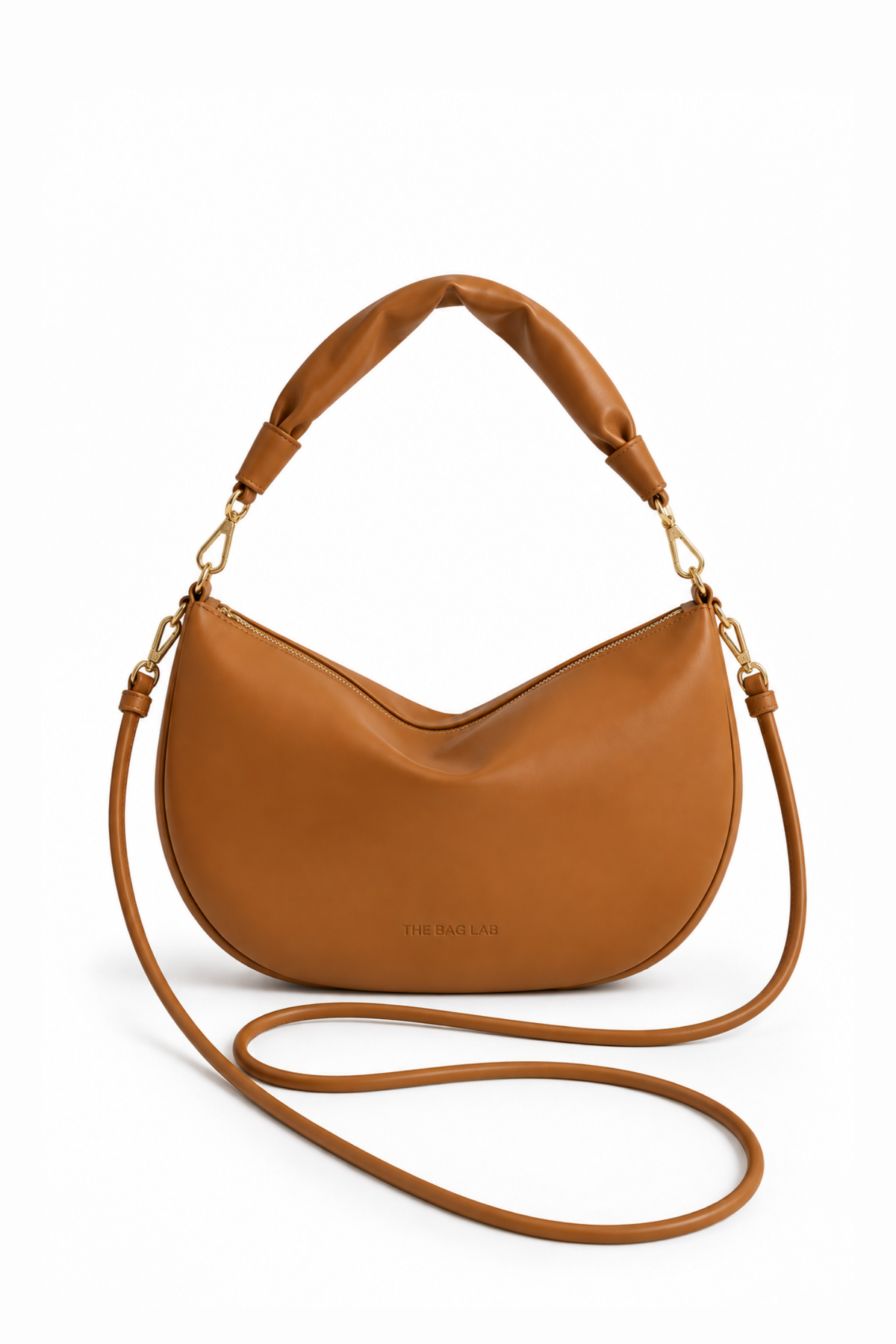 THE BABY GONDOLA BAG PLUS - Bolso en piel vacuno color CARAMELO con BANDOLERA