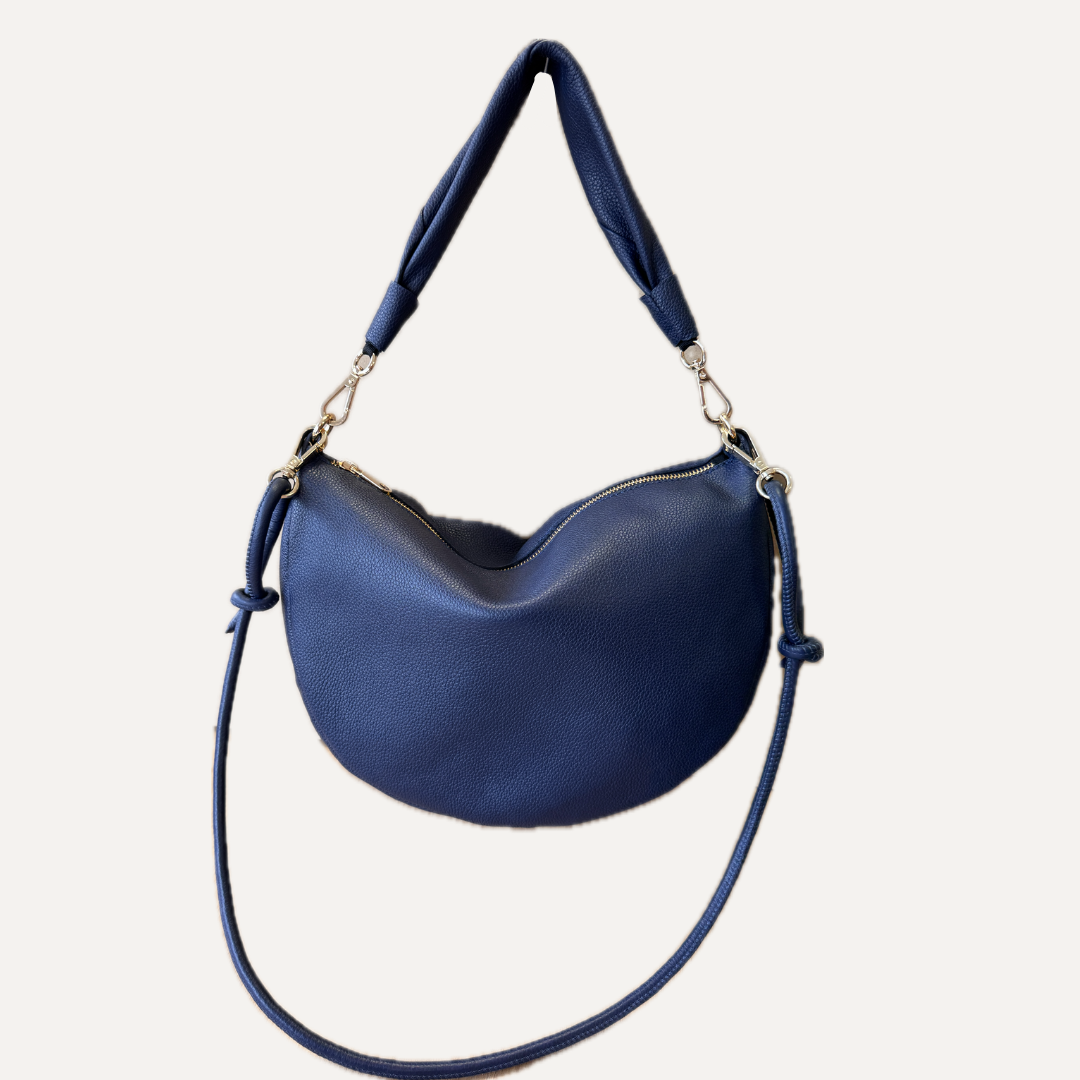 THE MINI GONDOLA BAG - Bolso en piel vacuno color MARINO con BANDOLERA