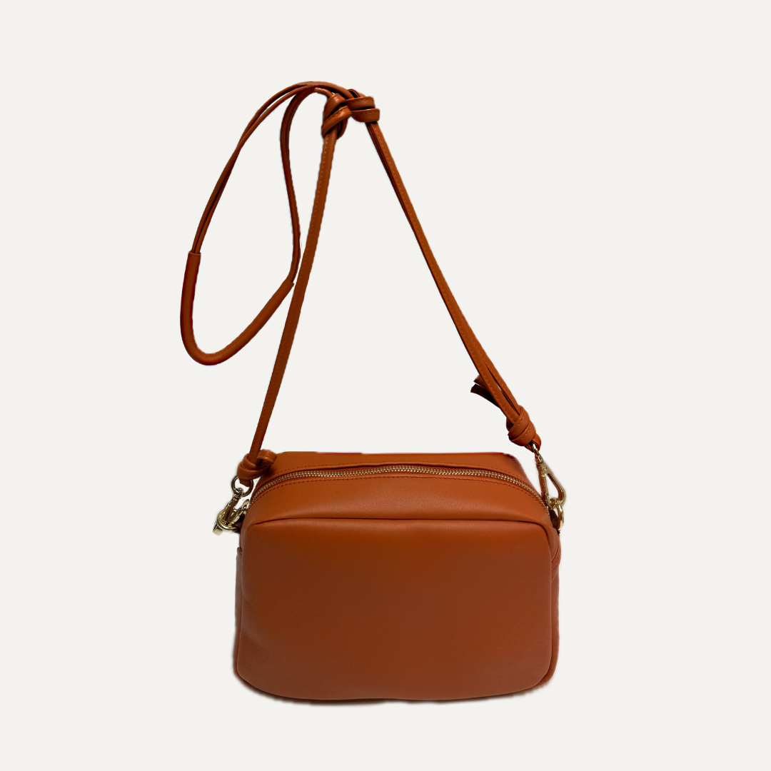 THE MINI SABELA BAG - Bolso en piel vacuno color NARANJA