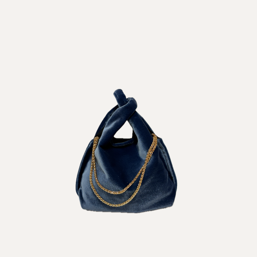 THE BABY JULIA BAG VELVET - Bolso en TERCIOPELO color CELESTE