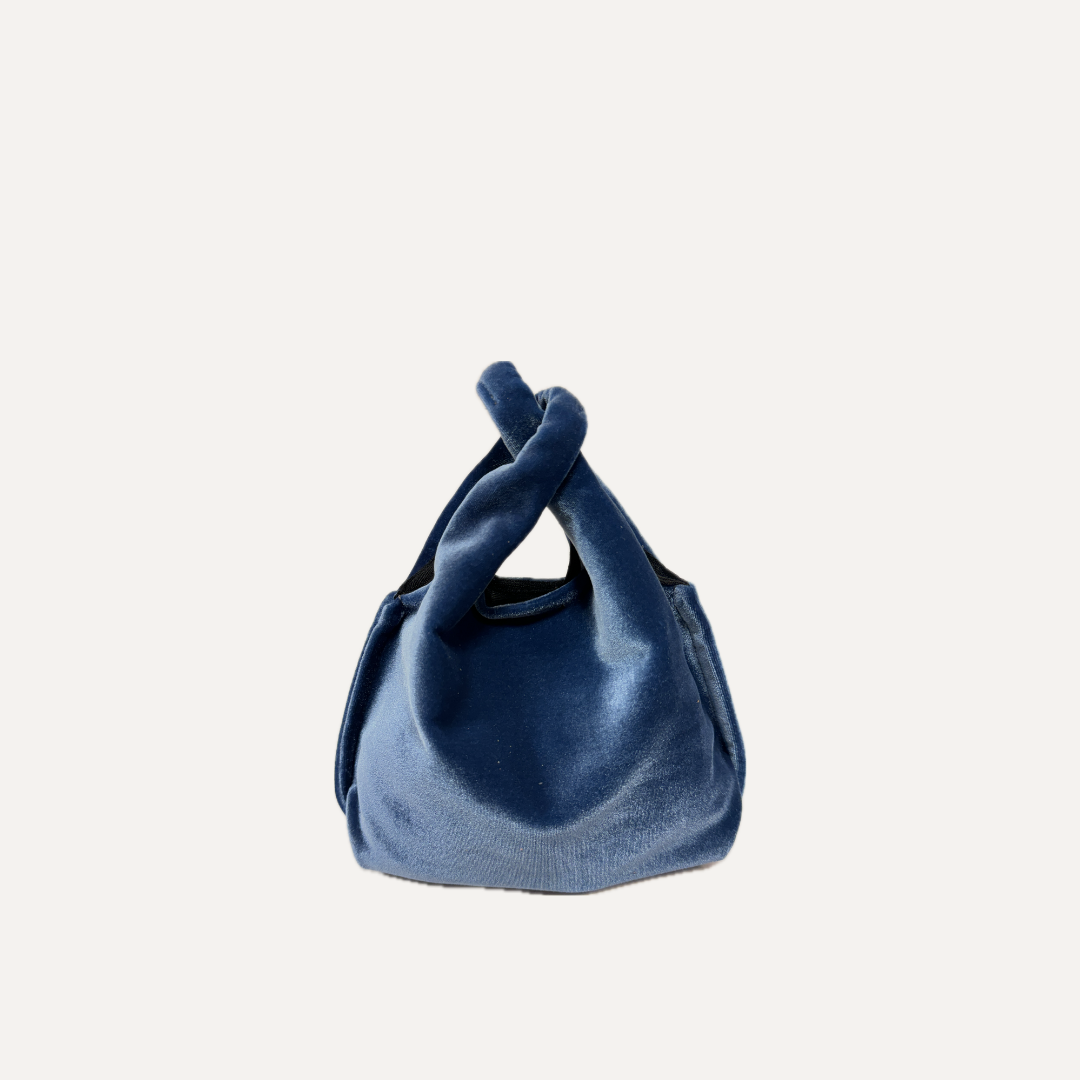 THE BABY JULIA BAG VELVET - Bolso en TERCIOPELO color CELESTE