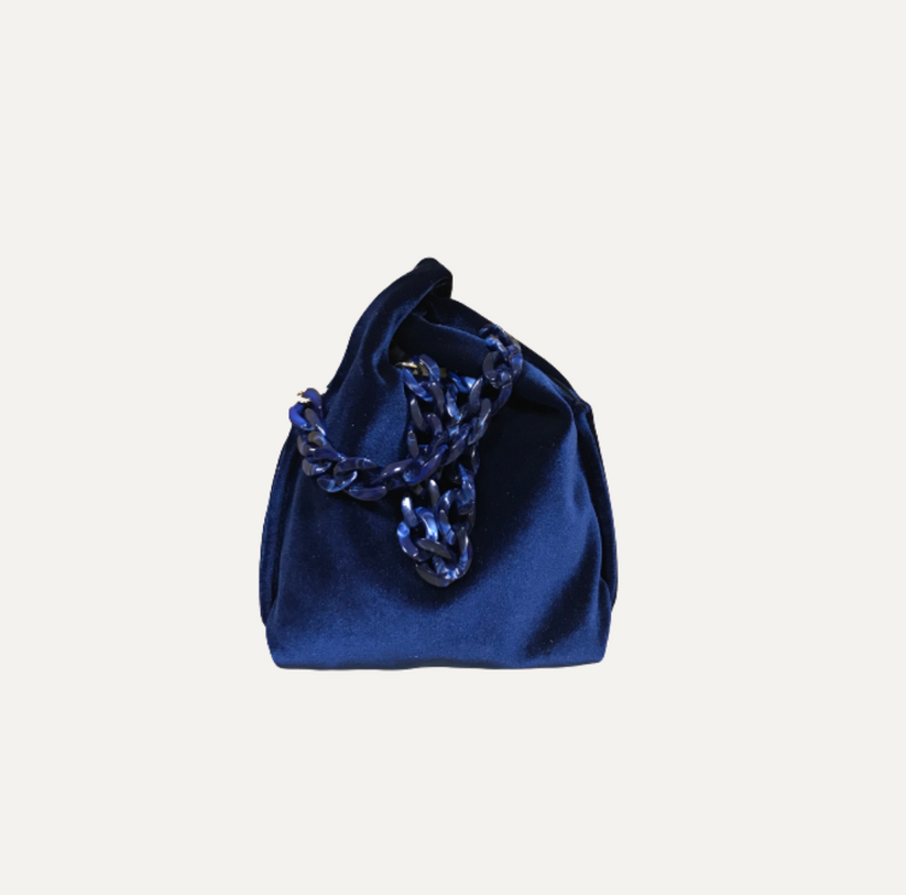 THE BABY JULIA BAG NEW VELVET - Bolso en terciopelo color AZUL