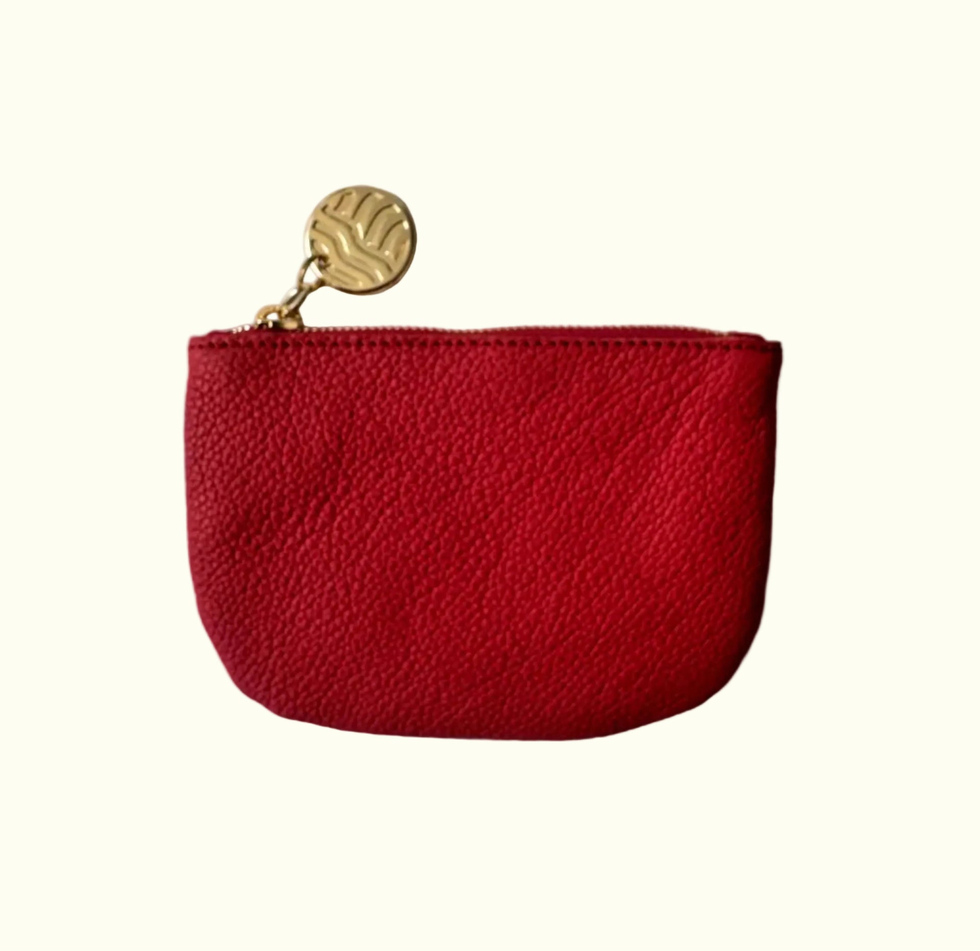 MONEDERO CREMALLERA en piel vacuno color ROJO