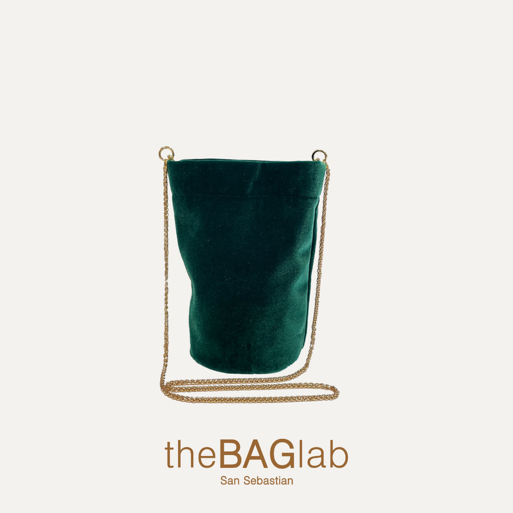 THE MINI CUBE BAG VELVET - Bolso en terciopelo color VERDE