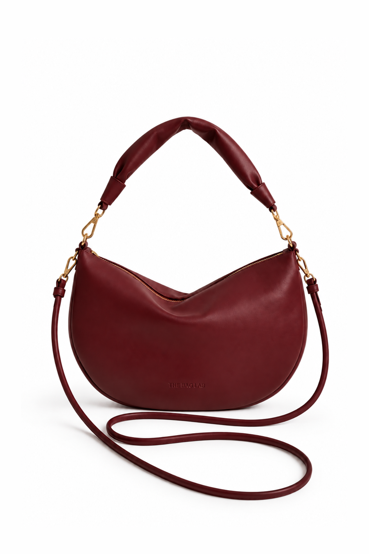 THE BABY GONDOLA BAG PLUS - Bolso en piel vacuno color CEREZA con BANDOLERA