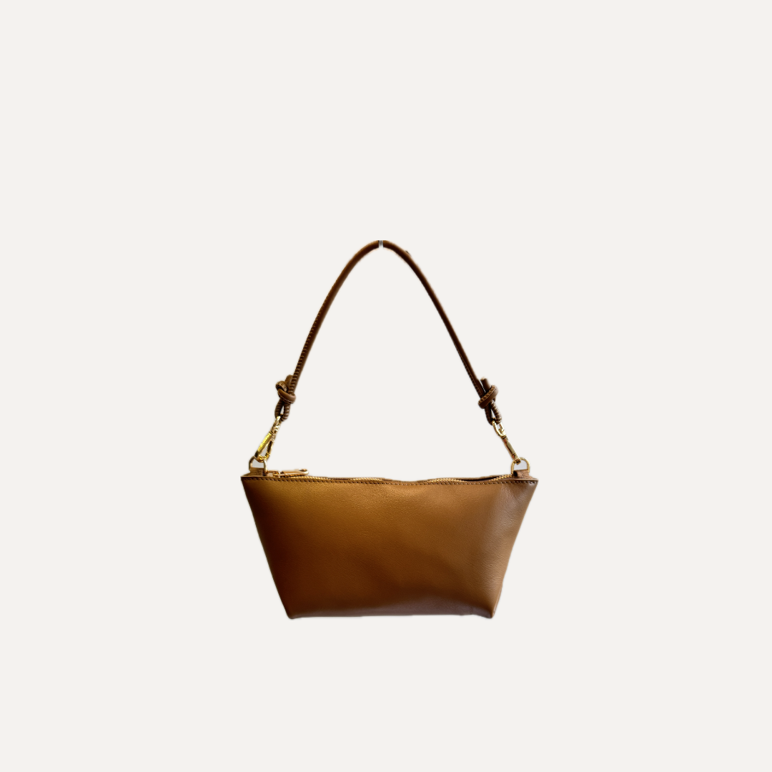THE MINI MARINA BAG - Bolso en piel vacuno color MOKA