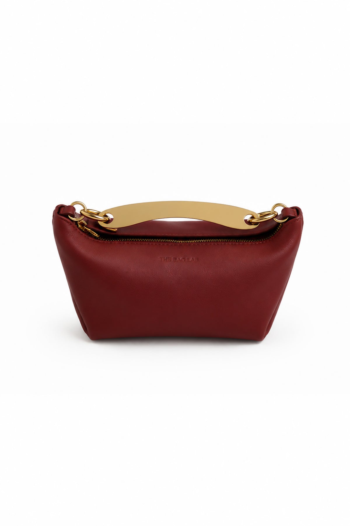 THE MINI MARINA BAG - Bolso en piel vacuno color CEREZA con asa de METAL