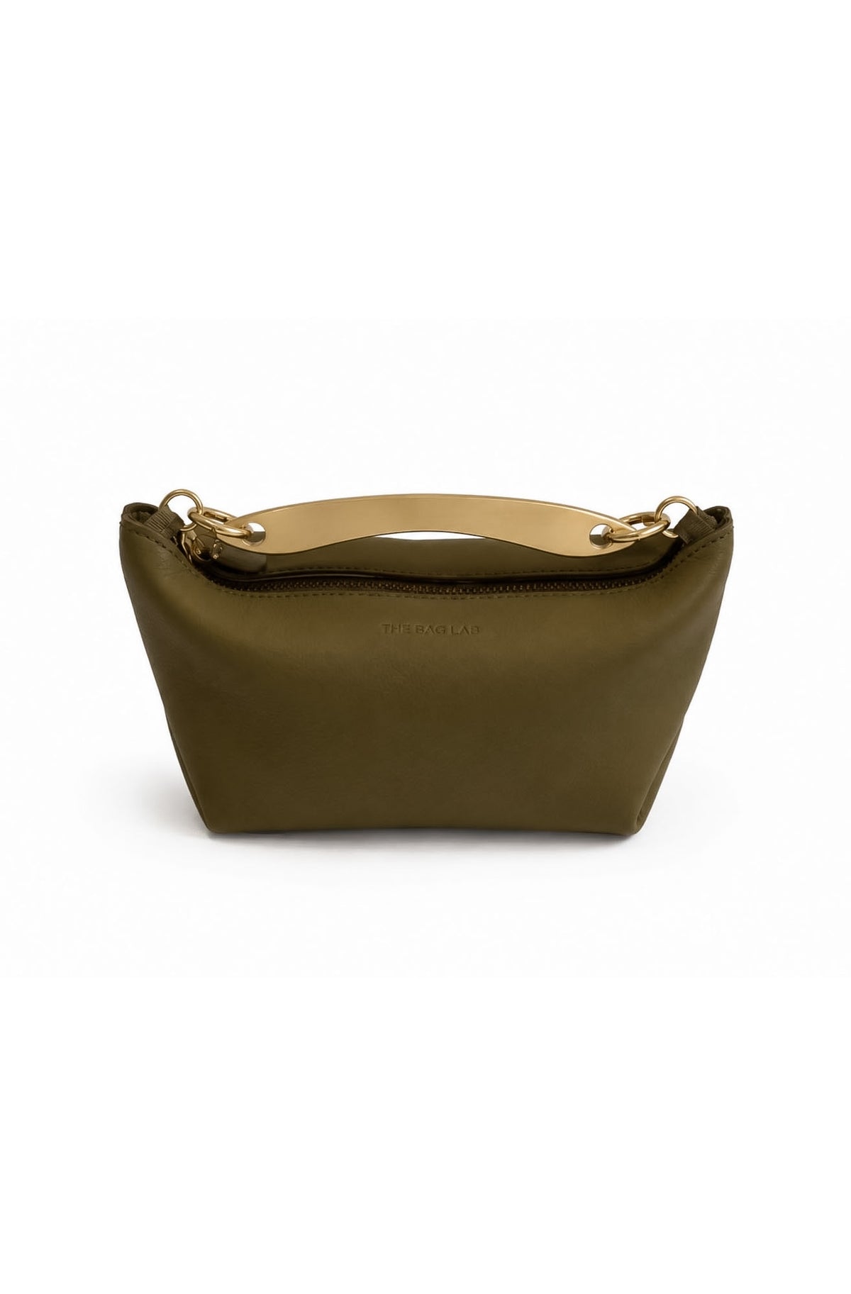 THE MINI MARINA BAG - Bolso en piel vacuno color OLIVA con asa de METAL