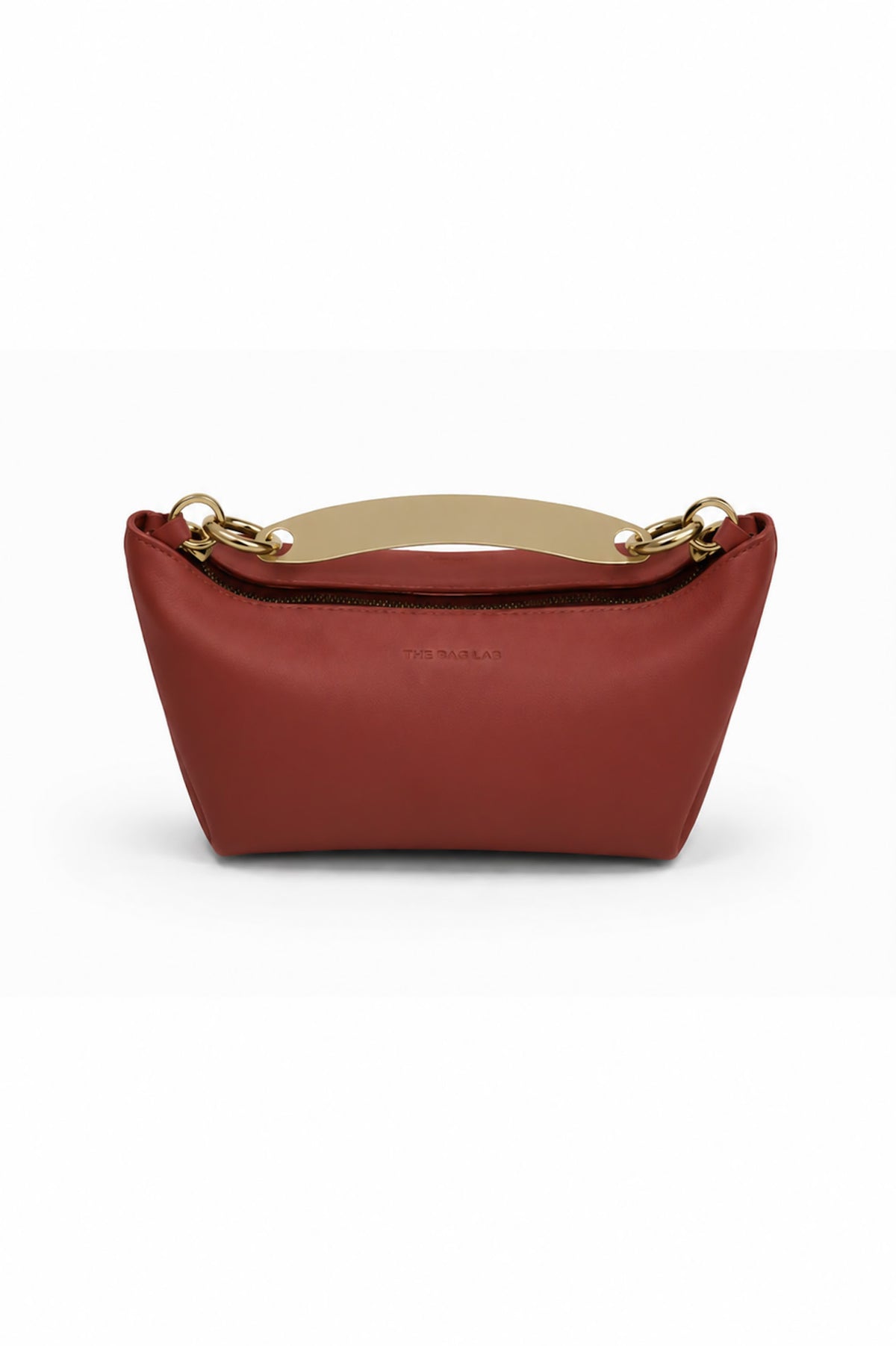THE MINI MARINA BAG - Bolso en piel vacuno color TEJA con asa de METAL